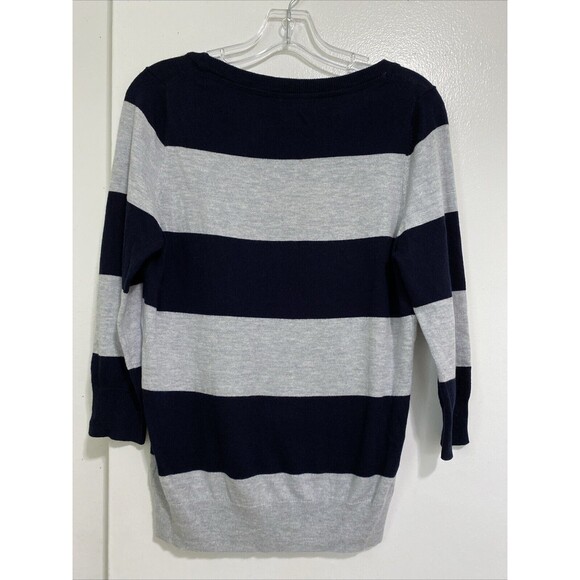 JCP Pullover Sweater Top Womens Size M Black Striped Cashmere Blend Sleeve 3/4 - Picture 13 of 14